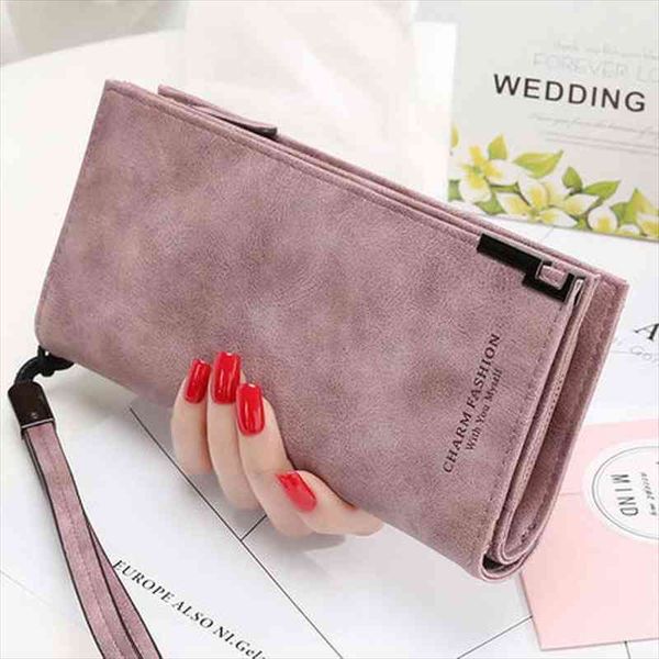 

long wallet women scrub leather lady purses ladies clutch female carteira feminina, Red;black