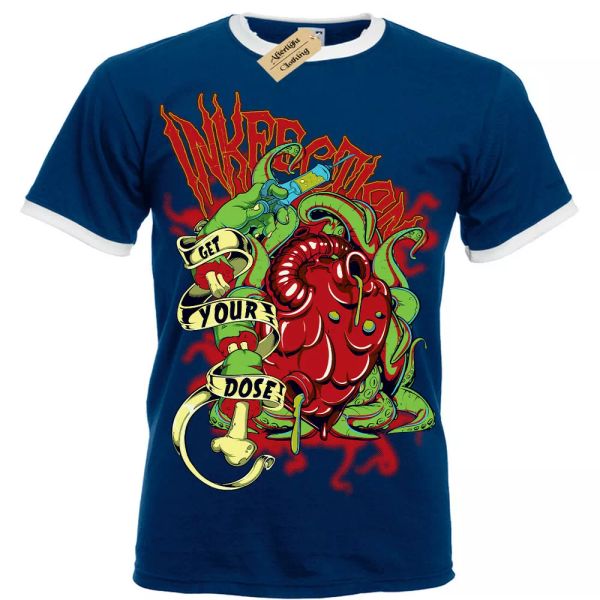 

inkfection camiseta tatuaje obtener su dose hombre ringer, White;black