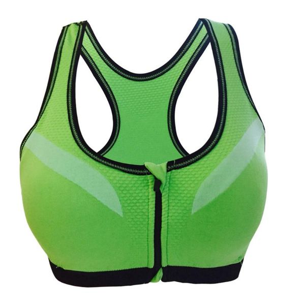 

gym clothing wire breathable zip front quick dry removable pads fitness women bra gather yoga nylon running fashion sport, White;black