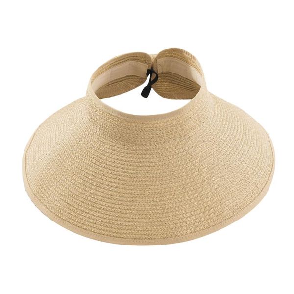 

wide brim hats summer sun hat foldable big heads wide-brimmed beach uv protection packable visor straw men and women, Blue;gray