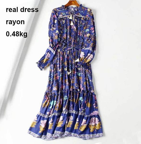 

beach navy floral bloom frill women v-neck drawstring tie long bohemian gypsy chic summer autumn dress, Black;gray