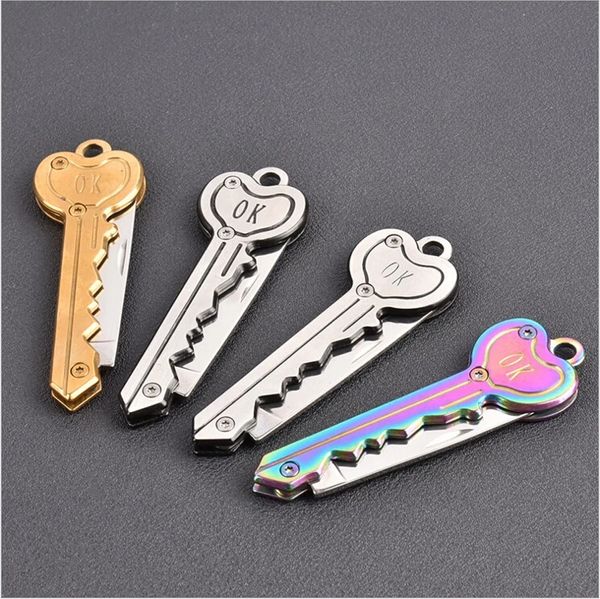 Forma chave mini faca dobrável acessórios ao ar livre sabre multifuncional fruta de bolso autofício facas keychain wll231