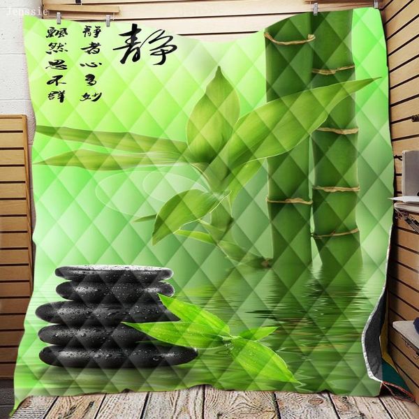 

comforters & sets bamboo forest water stone printing quilt summer dormitory air conditioning nap blanket comforter microfiber cover