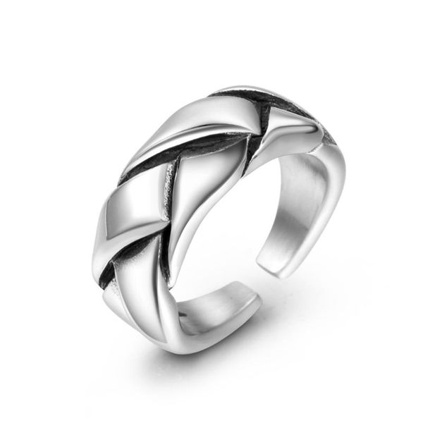 

wedding rings fashion stainless steel knit ring couples men and women trendy simple punk jewelry gift s0489, Slivery;golden