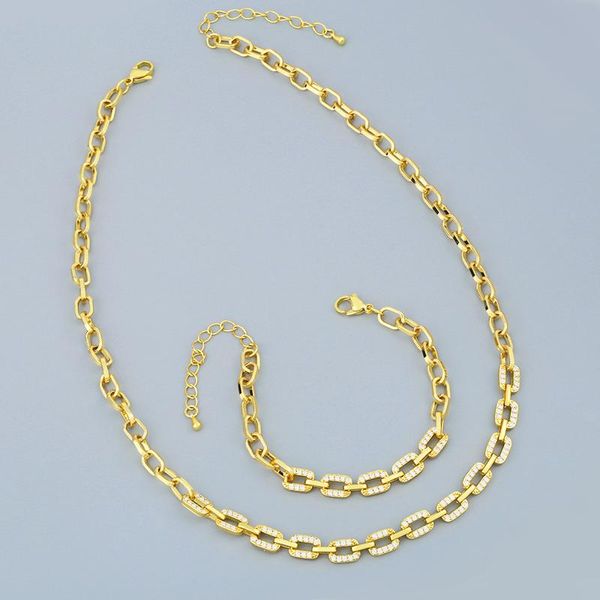 

pendant necklaces flola geometric bar curb cuban link chain necklace for women gold crystal chunky chokers cz jewelry nker81, Silver