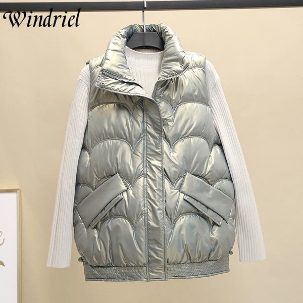

women's vests windriel women winter vest waterproof warm short snow wear waistcoat stand collar jacket coat sleeveless with pockets, Black;white
