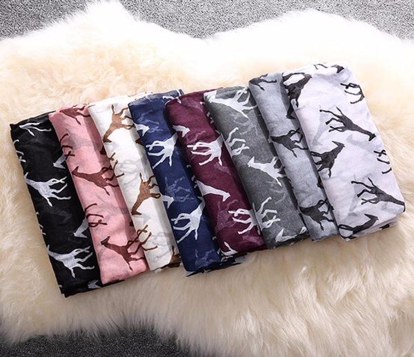 

scarves men women all-match ladies giraffe print pattern long scarf warm wrap shawl autumn winter bandanna female multi color, Blue;gray