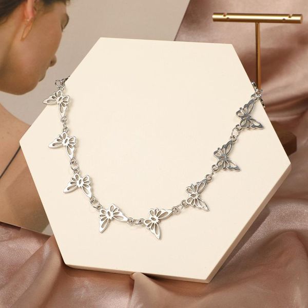 

chains kpop heart chain choker necklace for women collar goth necklaces aesthetic jewellery christmas party girl halloween chocker, Silver