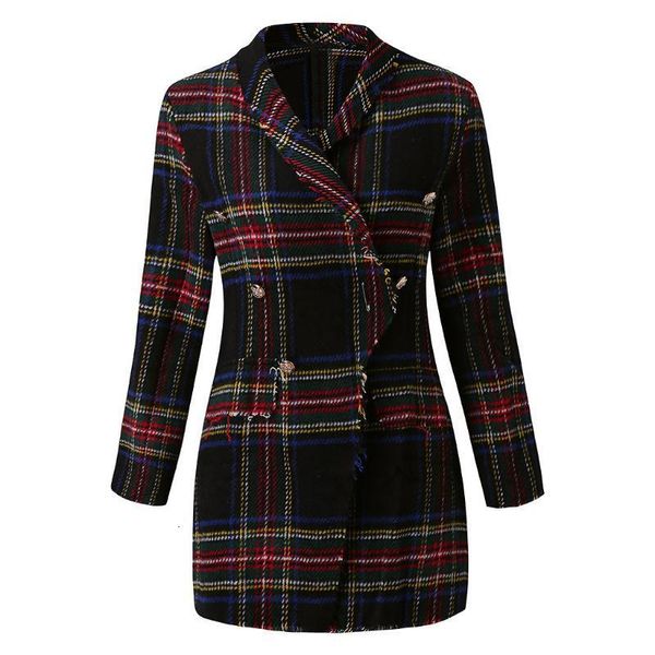 

women's jackets autumn and winter plaid long-sleeved double-sided clothes sweater coat for women j p15r, Black;brown