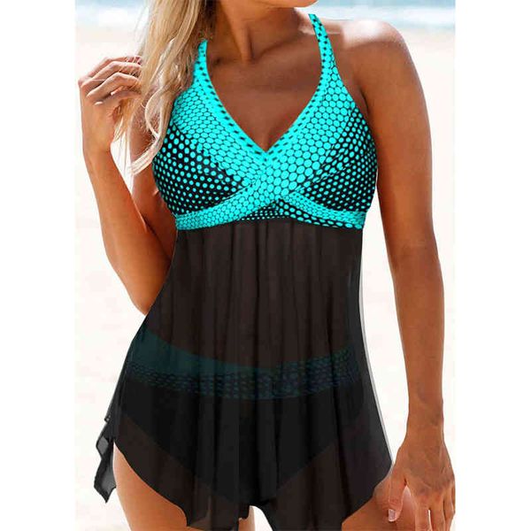 Mayo Seksi Mayo Kadınlar Artı Boyutu Tankini Setleri Yüzmek Vintage Plaj Kıyafeti Mayo Kadın Etek Halter Swim Suit 210407