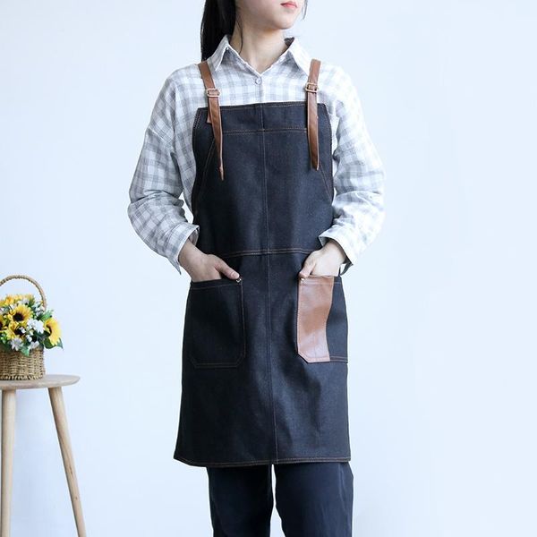 

aprons apron custom waterproof coffee roasting shop pet grooming hairdresser floral cafe men and women denim overalls