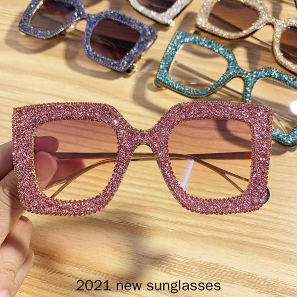 

sunglasses mincl/trendy rhinestone square women oversized brand design crystal frame ladies party diamond eyeglasses nx, White;black