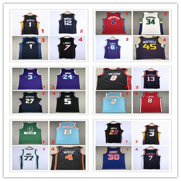 Camisas de basquete costuradas da 75ª edição da cidade Luka Russell Doncic Westbrook Zach Rose LaVine Devin Harden Booker Donovan Leonard Mitchell DeMar Damian DeRozan Lillard
