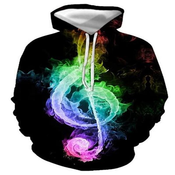 

men's hoodies & sweatshirts hoodie long sleeve 3d sweatshirt music note sportswear casual fashion streetwear, Black