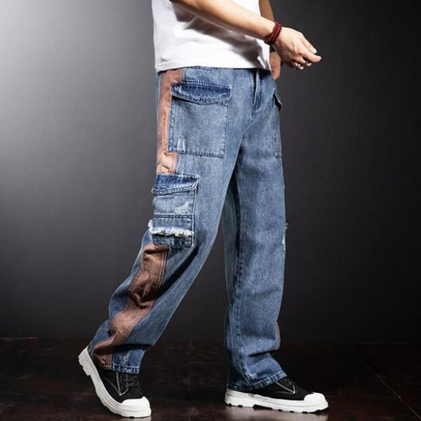 

men's jeans cotton trousers, four seasons high-quality trousers, Blue