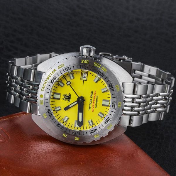 

wristwatches tactical frog sub 300t watch men mechanical retro japan nh35 swiss c3 luminous 20bar diving automatic, Slivery;brown