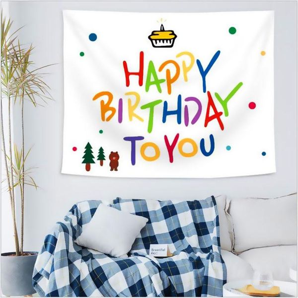 

tapestries kawaii children's room wall decoration tapestry pink happy birthday background home girls' dormitory decor