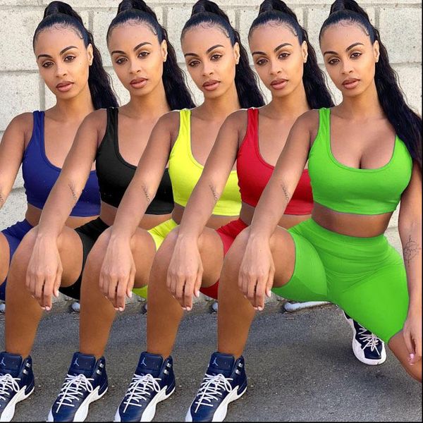 

2 piece set women tracksuits crop biker shorts two casual jogging femme summer solid tracksuit outfits plus size, Gray
