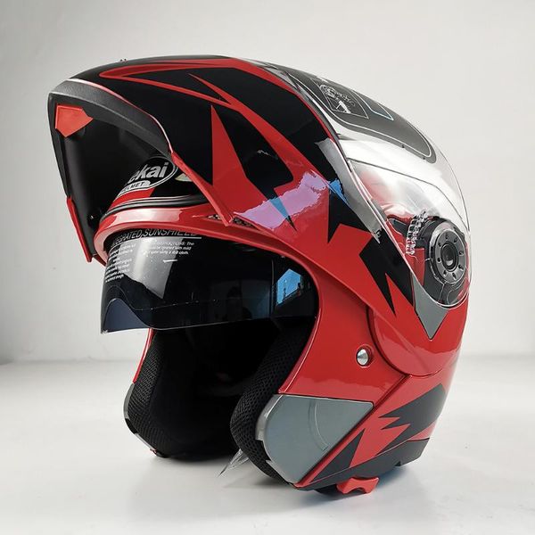 

motorcycle helmets jiekai flip up helmet safety double lens dot ece moto motorbike with inner sun visor