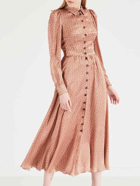 

spring printing polka dot fine fitting single shirt mid-length dress women's quality clothes, Black;gray