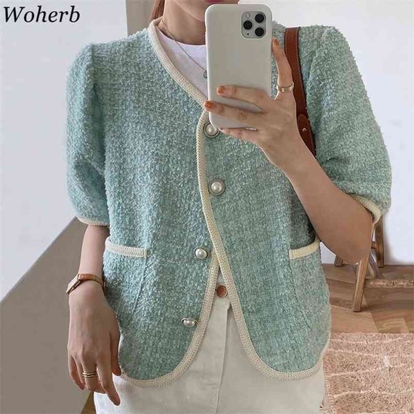 

vintage summer short sleeve coats office lady streetwear all match femme ol loose jackets casual retro blazers 210519, Black;brown