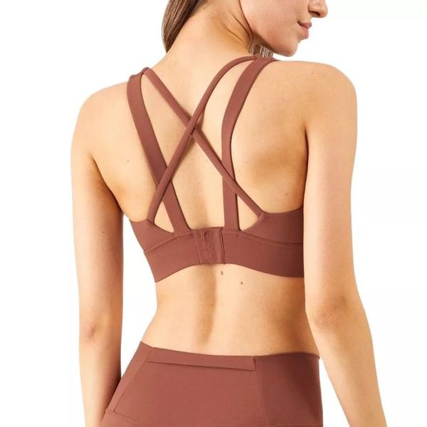 

workout vest gym accessories women fixed chest pad buckle sports bra cross back fitness underwear yoga outfit