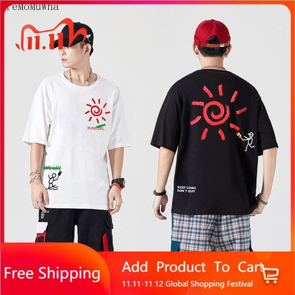 

men's t-shirts 2021 tide brand short-sleeved t-shirt summer large size loose oversize couples street hip-hop round neck half sleeve, White;black