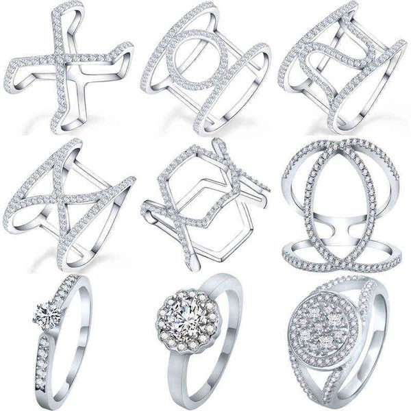 

zemo real 925 sliver rings women wedding fashion crystal cz ring irregular shape rings special design rings girls jewelry gift g1125, Slivery;golden