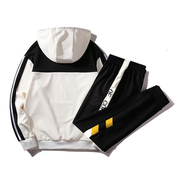 

Men's Tracksuits Male Cotton Patchwork Hoodies + Jogger Set Slim Fit Tracksuit Men Autumn Hooded Sweatshirt Sportswear Sets Spring FQAZ, Gray