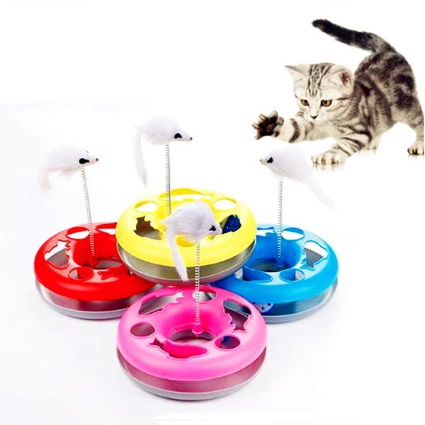 

cat toys iq training pet toy interactive mouse spring turntable plastic crazy ball disk kitten amusement game play plate disc