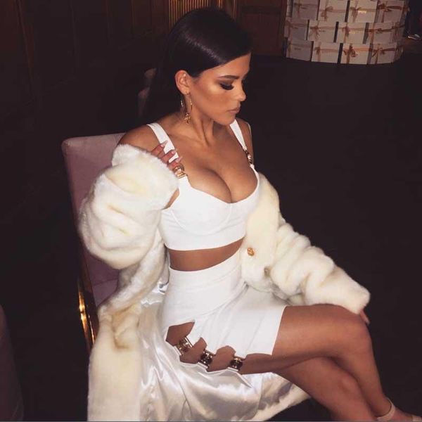 

women's two piece pants wholesale 2021 ladies suits white suspender v-neck mini fashion celebrity cocktail party set (l2667)