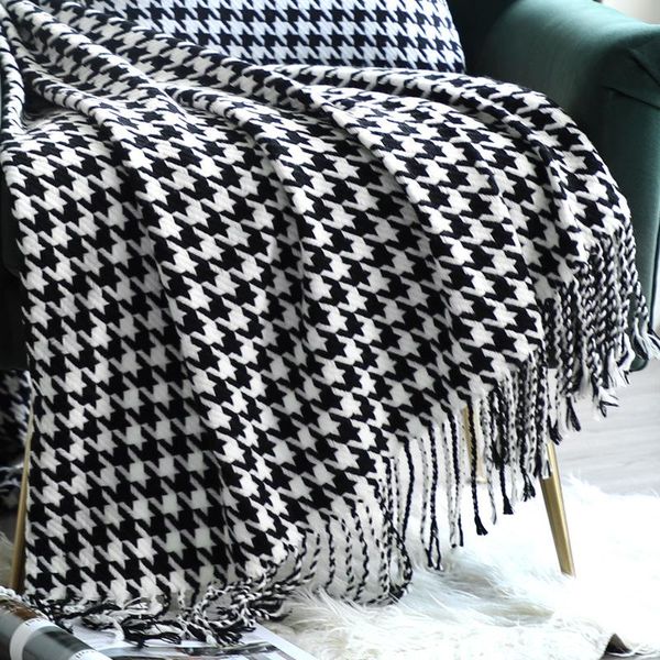 

blankets lxx fashion houndstooth blanket modern soft outfit decorative sofa bed tail chair cover plaid weighted for beds