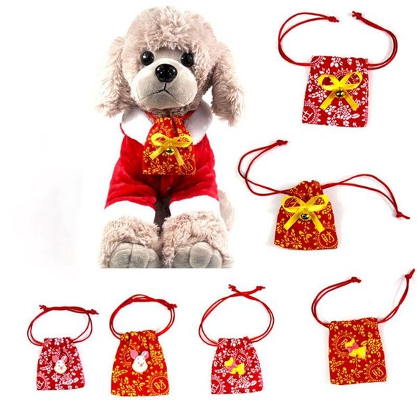 

dog collars & leashes 4 red polyester pig year blessing bag puppy decoration 1pcs