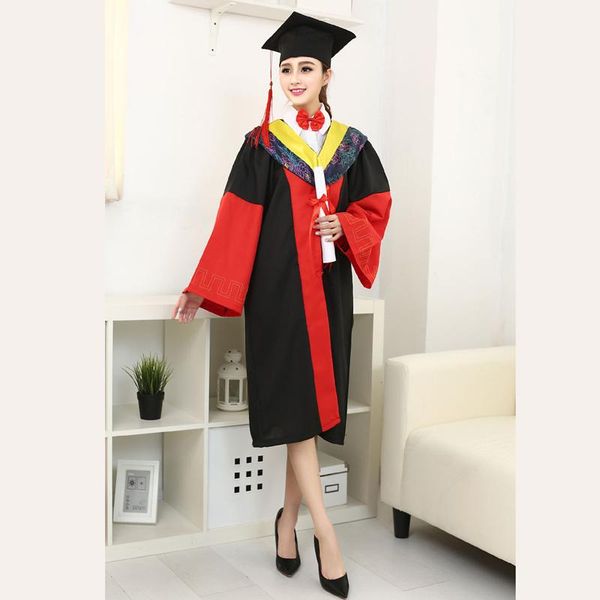 

clothing sets 6 colors college graduation school uniforms bachelor gown student 2pcs robe hat university plus size 2021, White