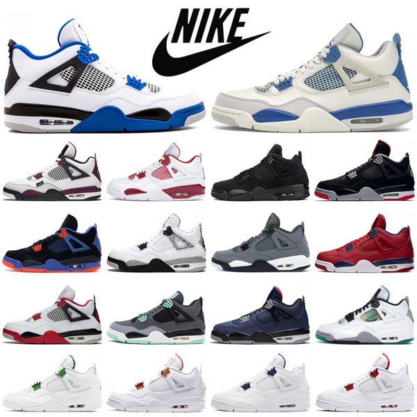 

2021 men women basketball shoes nike air jordan 4 4s black cat alternate toro bravo travis scott cactus jack mens trainers sports snekaers 4, White;red
