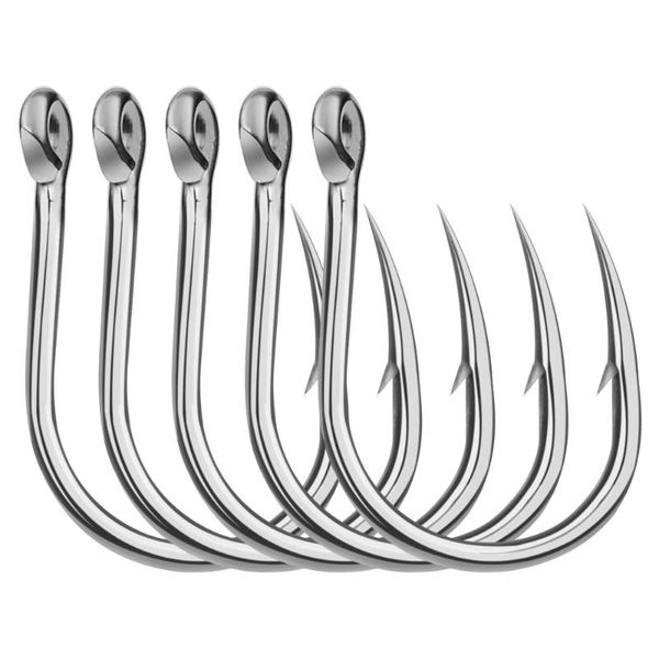 

fishing hooks 20pcs saltwater hook jigging 1/0#-13/0# stainless barbed steel fishhook with hole for accessories pesca