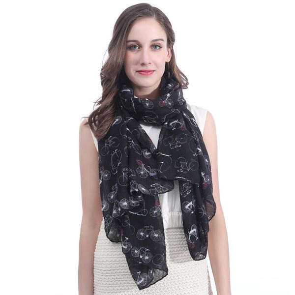 

scarves vintage bicycles printed women's scarf shawl wrap, Blue;gray