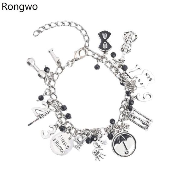 

charm bracelets rongwo umbrella academy tv same bracelet silver-plated metal pendant link jewelry for women men fans gifts, Golden;silver