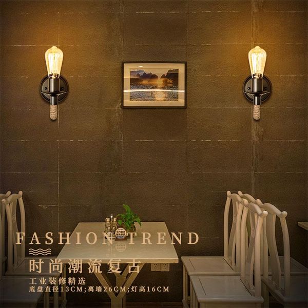 

retro wall lamp living room bedroom american rope loft decoration industrial restaurant bar fixture