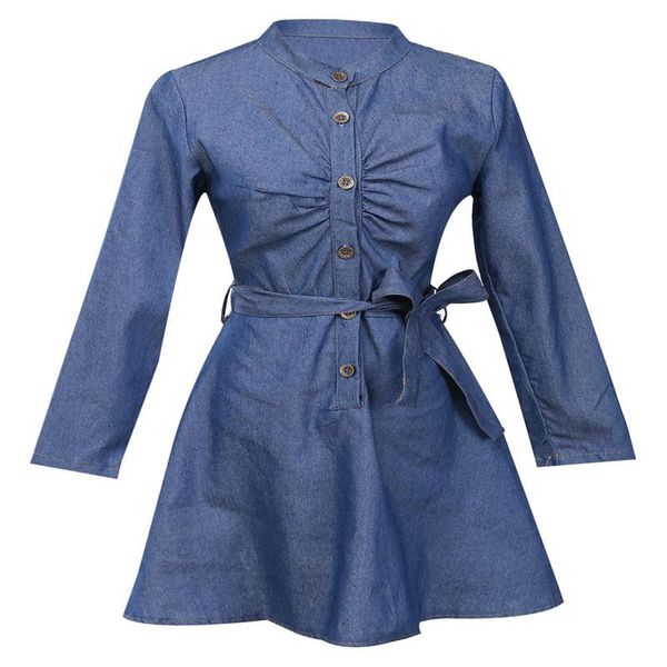 

fashion solid belt button women lace up long sleeve denim look mini dress casual dresses, Black;gray
