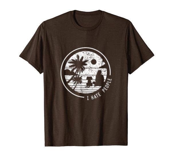 

i hate people beach palms sunset retro vintage t-shirt, White;black