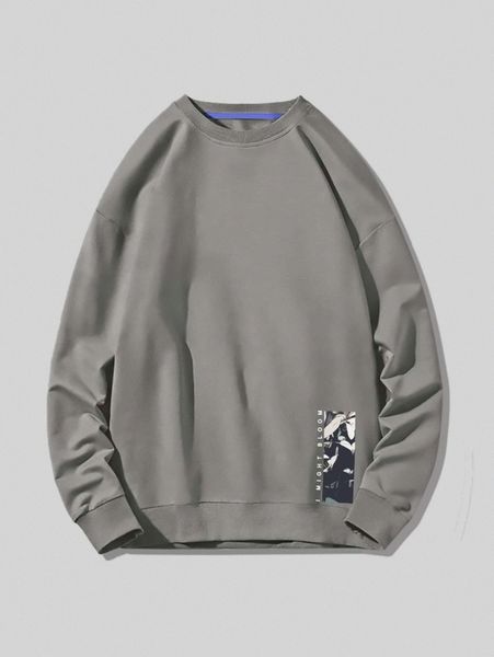 

men letter & graphic print sweatshirt c7o7#, Black