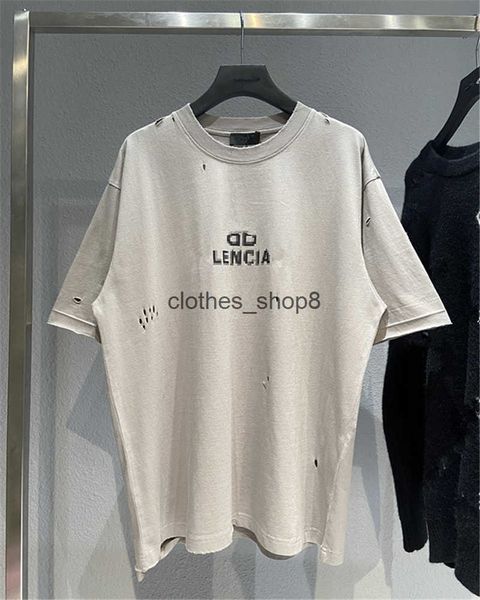 

designers t shirts balencaigass men's sweaters high version 22ss early spring new mosaic letter bb print ins couple paris casual s, White;black