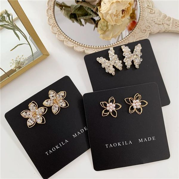 

fashion jewelry premium luxury zircon stud earrings smart butterfly flower small for women gift, Golden;silver
