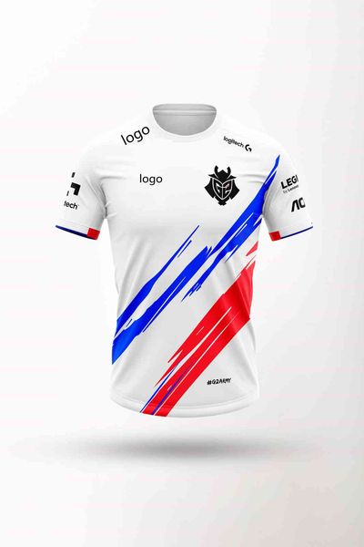 

g2 e-sports men's t-shirt brand clothing high-quality customized id jersey game lol csgo professional players oversized, White;black