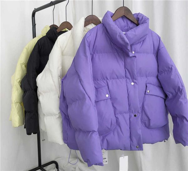 

women's down & parkas 2021 women winter coat long sleeve stand collar short warm jacket casaco feminino cotton, Black