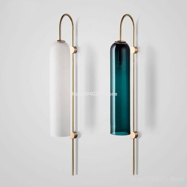 

wall lamp postmodern luxury glass creative blue tube el prototype room living art machine head bedroom