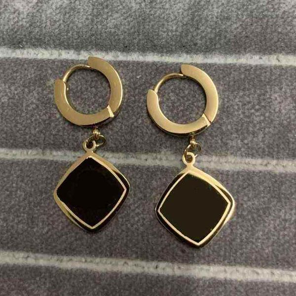 

never fading classic design square pendant studs gold colors stainless steel earrings fashion hip hop hoops women jewelry wholesale, Golden;silver