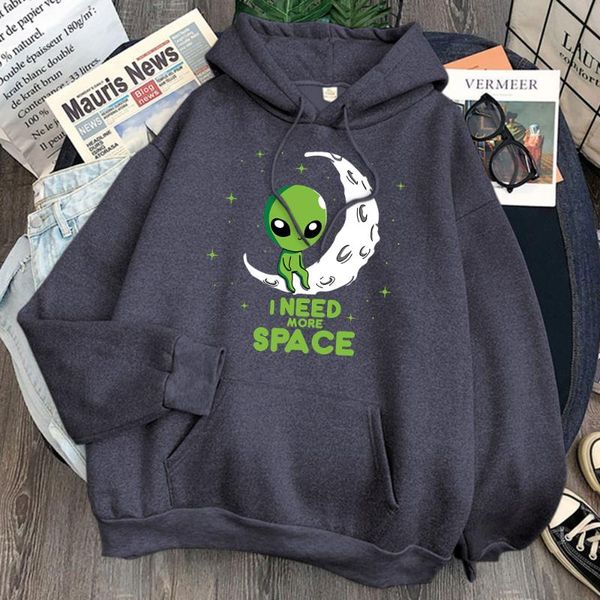

men's hoodies & sweatshirts i need more space print man long sleeve pocket harajuku hooded clothes woman fashion vintage hoody punk hip, Black