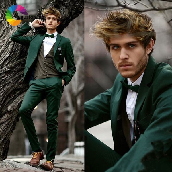 

men's suits & blazers dark green slim fit men wedding groom tuxedos 2 pieces (jacket+pants) bridegroom set man blazer mlp7, White;black